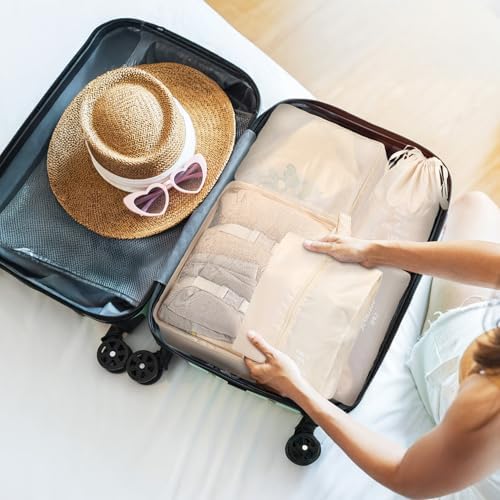 7 Pcs Compression Packing Cubes for Suitcases, Travel Packing Cubes, Lightweight Suitcase Organiser Bags, Luggage Bags for Travel Bag Organizers - Image 5