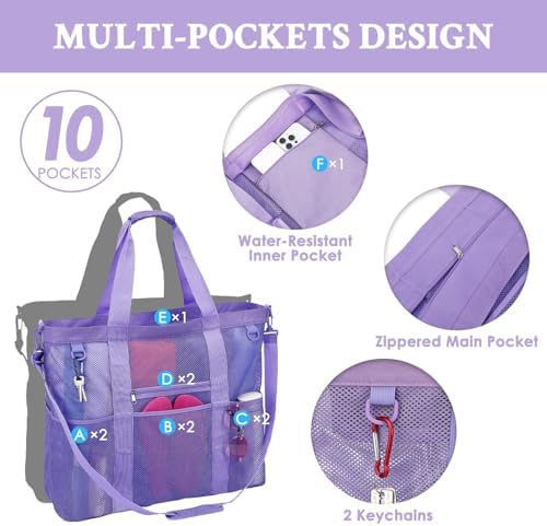 GYEUKHAM Mesh Beach Bag - Large Beach Tote Bag with Multiple Pockets for Family Beach Bag for Toys & Vacation Essentials - Image 6