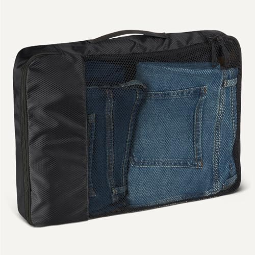 Amazon Essentials 4-Piece Packing Cubes Travel Accessories Set, Luggage Organiser with Double Zip, Mesh Top, Polyester, Large, Black (Previously Amazon Basics) - Image 4