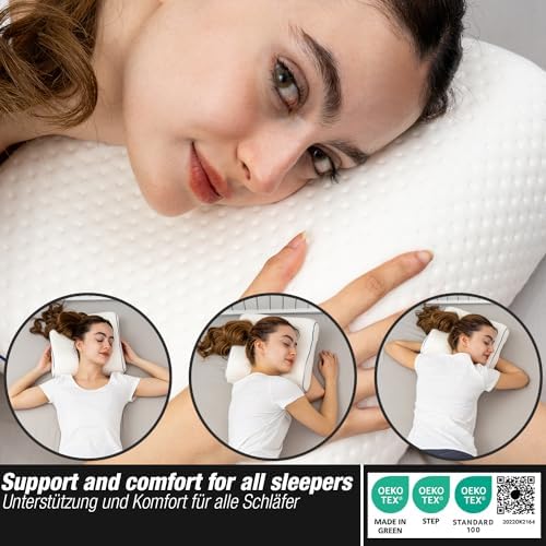 Travel & Camping Comfortable Memory Foam Pillow – Easy to Carry Portable Bag – Temperature Regulating Pillow Case - Perfect for Travelling (White Contour) - Image 6