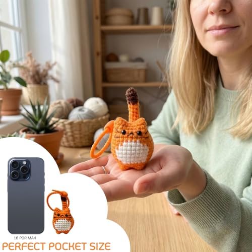 HAPLOVE Crochet Cat Set, 5 Pcs Cute Knitted Kitty Bag Charms, Soft Yarn, Kawaii Animal Backpack Purse Accessories, Keychain Making,Pet Lover Gifts for Women Girls Teens - Image 7