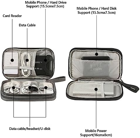 Portable Cable Organiser Bag Travel Organiser Double-Layer Cable Organiser Bag All-in-One Electronics Case for Tech Accessories, Charger, Power Bank,Earphone,Stylish Travel Gear for Men & Women - Image 4