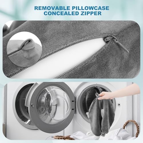 Cirorld Inflatable Travel Pillow, Blow up Neck Pillow for Travel, Lightweight Inflatable Travel Pillow for Airplane with Eye Mask and Earplugs—Travel Essentials for Flying, Grey - Image 4