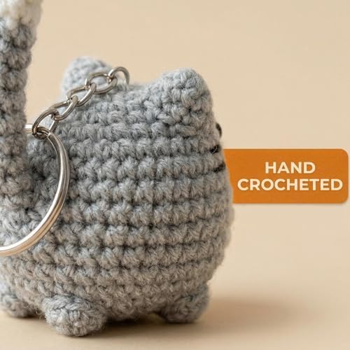 HAPLOVE Crochet Cat Set, 5 Pcs Cute Knitted Kitty Bag Charms, Soft Yarn, Kawaii Animal Backpack Purse Accessories, Keychain Making,Pet Lover Gifts for Women Girls Teens - Image 5