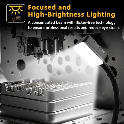 Magnetic Work Light, 15W 6000K LED Machine Light with Flexible Gooseneck & Strong Magnetic Base for Workbench, Sewing, Lathe, Grill, Shop, Industrial Lighting (Black-Upgrade) - Image 5