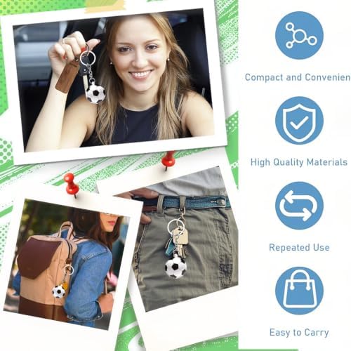 10 PCS Football Keyrings for Boys, Soccer Ball Key Rings, Mini 3D Sports Bag Charm Pendants, Sport Fan Souvenir, for Favours Gifts, Backpack Keys, Football-Theme Birthday - Image 3