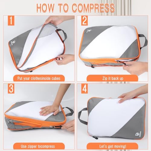 AiQInu 5 Piece Suitcase Organizer, Compression Packing Cube Space-Saving Expandable Ultralight Travel Organizer for Clothes, Shoes, Underwear Travel Set for Backpacks or Hand Luggage - Image 3