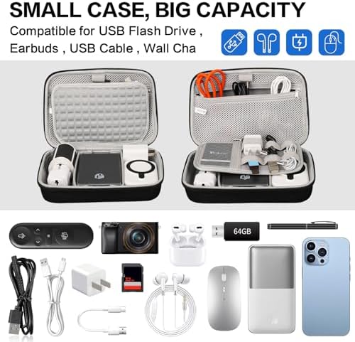 Teskyer Travel Cable Organiser Bag, Hardshell, Waterproof, Better Protection, Large Capacity, Portable, Travel Essentials for Men and Women, 22 x 14 x 6.5 cm, Black - Image 3