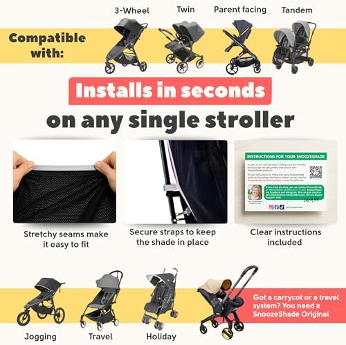 SnoozeShade Plus Extra Pram and Stroller Sun Shade Cover Blocks 99% UV UPF50+ Baby Sleep Aid and Breathable Blackout Canopy for Pushchairs Buggies and Travel Strollers | Blocks up to 99% of UV. Universal fit for pushchairs and buggies. See-out window panel, mosquito net, blackout snooze panel - Image 7