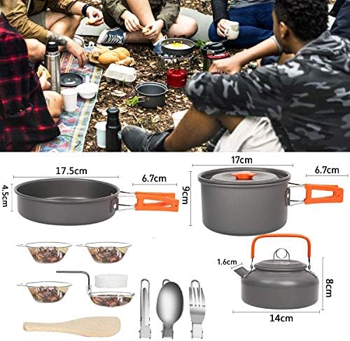 Camping Cookware Kit, Camping Cookware Set Outdoor Cooking Pot Pan Kettle Lightweight Camping Accessories Backpacking Hiking Gear for 2 to 3 People Picnic,Travel - Image 4