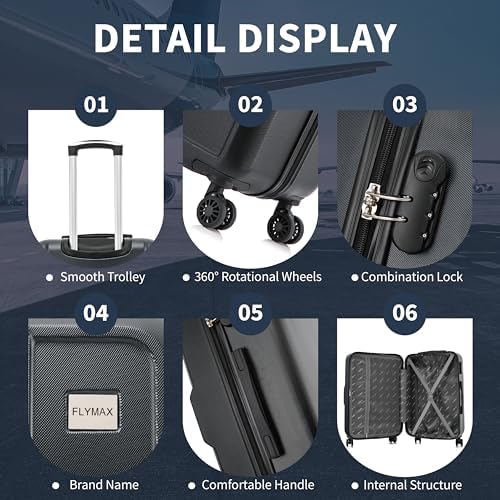 FLYMAX 29" Large Suitcase 4 Wheel Lightweight Luggage Hard Shell Travel Case Hold Check in Fits 23kg - 27kg + 3 Digit Lock Suitcase Large + Telescopic Handle 103 Litre Capacity - Image 4