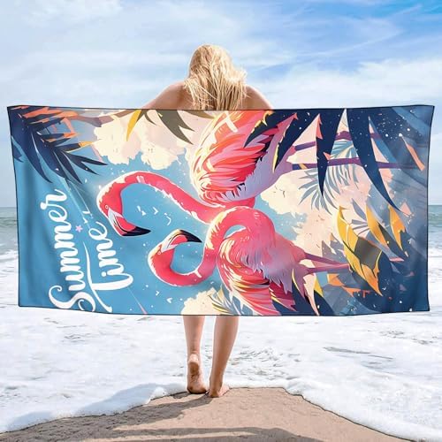 YISUMEI Summer Flamingos Beach Towels for Adults Extra Large 180 x 90 cm, Microfibre Lightweight Quick Dry Towel for Swimming Pool Cruise Travel Sports Camping - Image 2