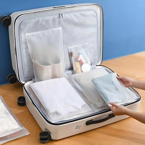 Reusable Zip Lock Bags 34pcs - 5 Size Plastic Travel Organiser Pouches, Frosted Waterproof Storage for Clothes, Shoes, Cosmetics, Suitcase - No Holes Hospital Bag - Image 6