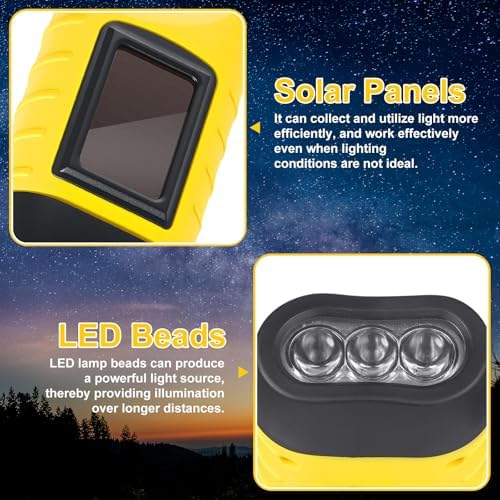 Kssvzz 2 Pack Wind Up Torch, Solar Torch with Carabiner Hook, Hand Crank Rechargeable Torches, Portable Camping Torches for Emergency, Outdoor, Survival Gear - Image 3