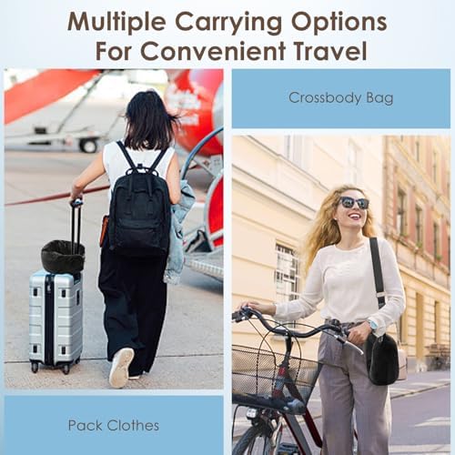 VINEST Stuffable Wearable Travel Neck Pillow Set, Stuffable Travel Pillow with Adjustable Straps, Soft Airplane Pillows Stuffable for Essentials Extra Luggage, Travel Essentials (Black) - Image 5