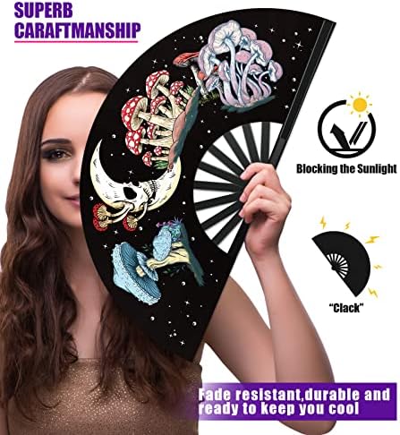 Fans for Line Dancing- Rave Fan - World Game Cup Larger Folding Clack Handheld Fan for Men/Women EDM, Halloween Costumes Shirts Pajamas Sweatshirts for Women,Music Festival [Beach Vacation Essentials] - Image 4