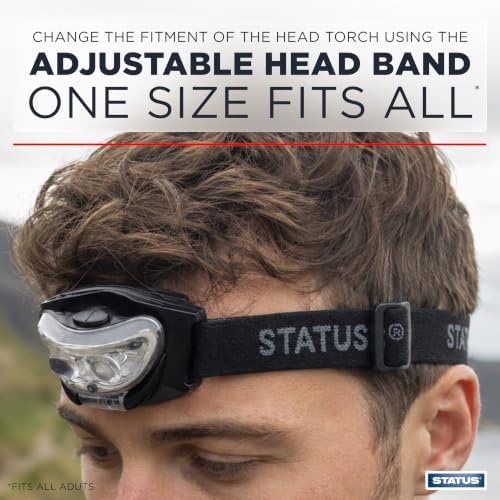 Status LED Head Lamp | Multi-Purpose Black Head Torch - Pack of 3-3xAAA Batteries (Included) | Running, Camping | Infrared and White Light | S3LEDHL1PKB6 | Infrared & White Light Modes, Adjustable Headlamp, For Running, Camping & Outdoor Use, 3xAAA Batteries Included, S3LEDHL1PKB6 - Image 6