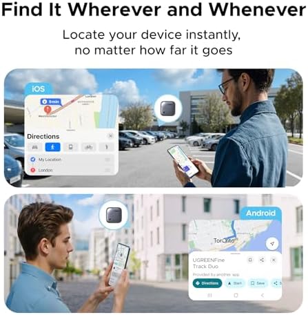 UGREEN FineTrack Duo (4 Pack) for iOS & Android, USB-C Rechargeable Tracker Compatible with Apple Find My and Google Find Hub, Keys Finder and Item Locator for Wallet, Backpack, Luggage and More - Image 4