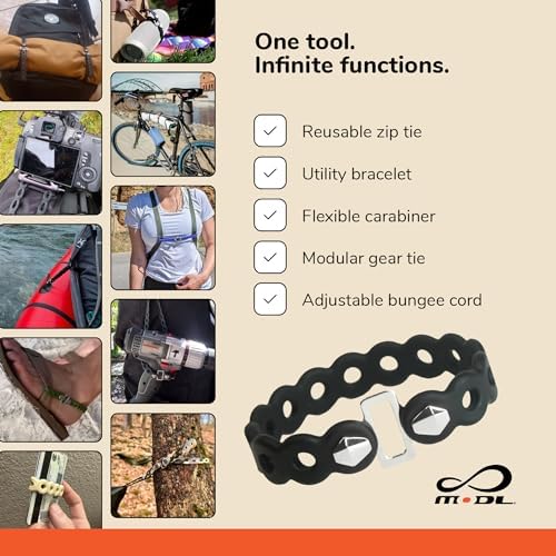 MODL Infinity Tool™ 2.0 Modular Straps (4-Pack) - Flexible Multi-Tool, Gear Strap, Wearable Gadget for Outdoor Adventure, Survival, Camping, Travel, EDC - Image 4
