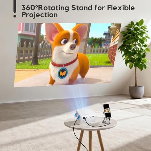 Mini Projector, AKIYO O1 2026 Upgraded 15000Lumen Projector, 360° Rotating, Auto Keystone, 50% Zoom, Portable Projectors 1080P Full HD Supported, Compatible with iOS/Android/TV Stick/HDMI/USB/Switch - Image 5