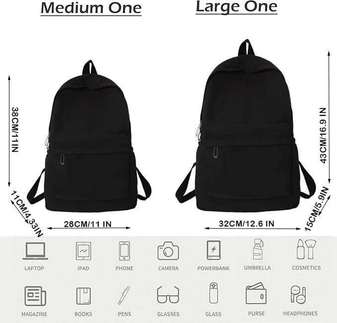 YXQSED School Backpack Womens, Causal Travel School Bags for Teenage Girls Lightweight Rucksack Water Resistant Bookbag for College Womens Mens black - Image 2