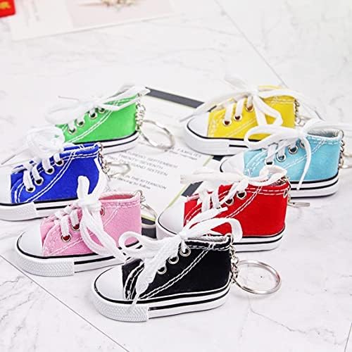JZK 12x Mini sneakers keychains, canvas shoes keyrings for party favours, birthday party giveaways for boys girls, backpack key chains, graduation party favours, children party keepsakes - Image 9