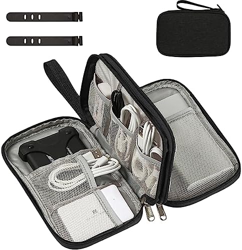 Portable Cable Organiser Bag Travel Organiser Double-Layer Cable Organiser Bag All-in-One Electronics Case for Tech Accessories, Charger, Power Bank,Earphone,Stylish Travel Gear for Men & Women