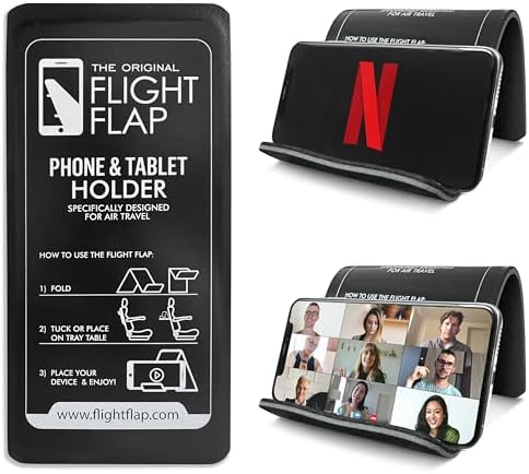 Flight Flap Airplane Phone Holder - Foldable Plane Phone Stand for Travel - Flexible Mobile Stand for Desk & Bed - Flight Mobile Holder Desk - Accessories Travel Essentials For Flying (Black) - Image 8
