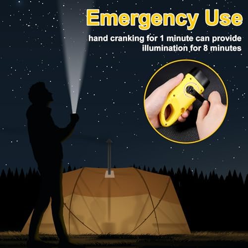 Kssvzz 2 Pack Wind Up Torch, Solar Torch with Carabiner Hook, Hand Crank Rechargeable Torches, Portable Camping Torches for Emergency, Outdoor, Survival Gear - Image 6