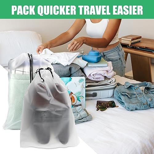 20pcs Transparent Travel Shoe Bags for Packing in Suitcase, Large 15.7x11.8 Inch Shoes Storage Packing Pouch Organizers Drawstring Shoe Bag for Storage Moving House for Men Women - Image 7