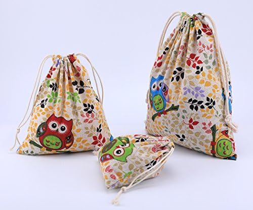 4 pcs Drawstring Storage Bag Set for Baby Stuff, Travel Home Accessories - Colorfull Owl - Image 4