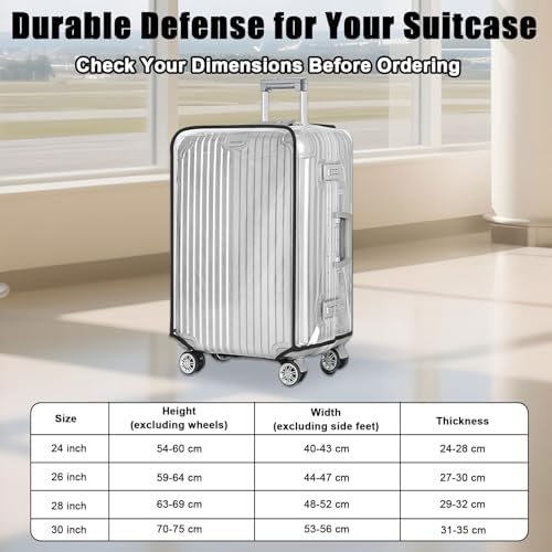 Clear Suitcase Cover 30 inch, Waterproof PVC 30 inch Large Suitcase Covers Protectors Luggage Cover, Transparent Luggage Protector with Tag, Anti-Scratch Protector for Wheeled Suitcases - Image 2