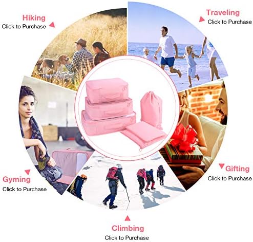 Packing Cubes for Suitcases 7 Set, Luggage Packing Organizers with Shoe Bag and Toiletry Bag (Pink) - Image 7
