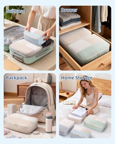 Narwey 7 Set Packing Cubes for Suitcases and Backpack, Travel Packing Cubes Suitcase Organiser Bags for Carry on Hand Luggage Hospital Bag Organiser Pouches for Travel Essentials (Stripe Multicolored) - Image 8