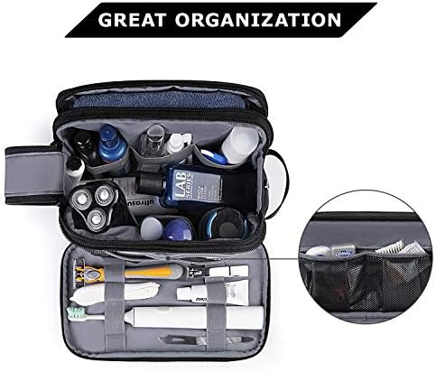 BAGSMART Mens Wash Bag Travel Toiletry Bag Makeup Shower Shaving Organiser for Bathroom Camping Gym - Water Resistant & Wet Dry Seperate, Black - Image 2