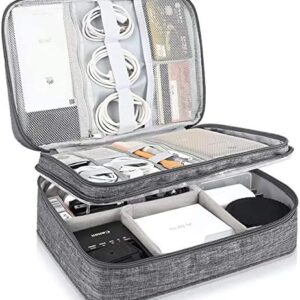HYC Travel Cable Organiser Bag, Double Layer Electronic Accessories Storage Bag, Universal Carry Travel Gadget Bag for Cables, Power Bank, Charger Hard Disk, 11 x 8 x 4 Inches