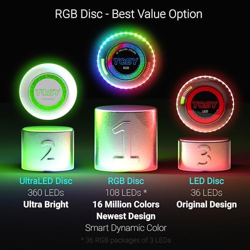 TOSY Flying Disc - 16 Million Colors RGB LEDs, Extremely Bright, Smart Modes, Camping Essentials for Teens/Kids/Adults/Men/Boys/Girls, Auto Light Up, Rechargeable, Waterproof, 175g - Image 5