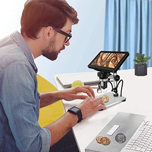 TOMLOV DM9 7" LCD Digital Microscope 1200X, 12MP Coin Magnification, 1080P HD Video Soldering USB Scope for Adult, with LED Light, Adjustable Metal Stand, PC/Windows/Mac Compatible, 32GB Card - Image 5