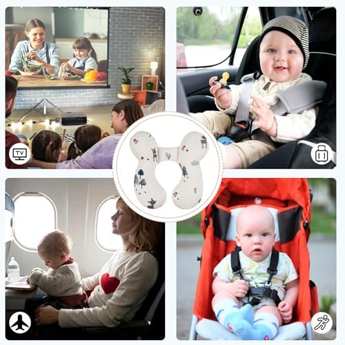 Baby Neck Pillow for Travel, Car Seat Pillow for Toddlers, Upgrade, Cotton,Baby Support Pillows for Stroller, Bouncer, Pushchair, Carseat Head and Neck Support, Breathable,Deer - Image 6
