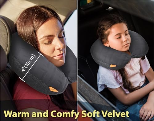 TREKOLOGY Inflatable Neck Pillow for Travel, Blow Up Neck Pillow for Travel with Removable Cover - Image 4