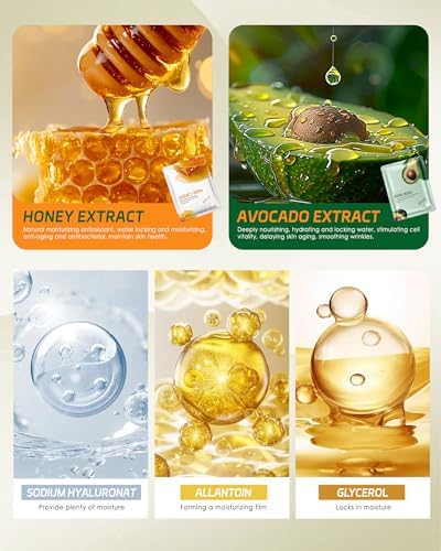 Facial Sheet Mask Set,5Pcs Avocado Hydrating Moisturizing Face Mask Product | Korean Beauty Facial Skin Care, Fade Fine Lines Beach Vacation Essentials, Thanksgiving Christmas Skincare Kit for Women Girl - Image 3