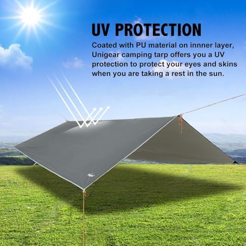 Unigear Tarp Rain Fly Tarp Waterproof Tent Cover Hiking Shelter Foldable Lightweight Waterproof for Camping and Protection Against Rain, Snow and Sun - Image 4
