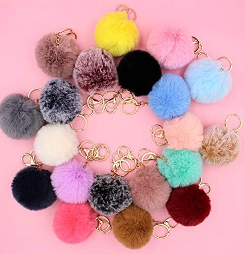 Real Sic Pom Pom Keychain - Faux Fur For Girls Women Backpack Purse Gift, Mint, Medium - Image 5