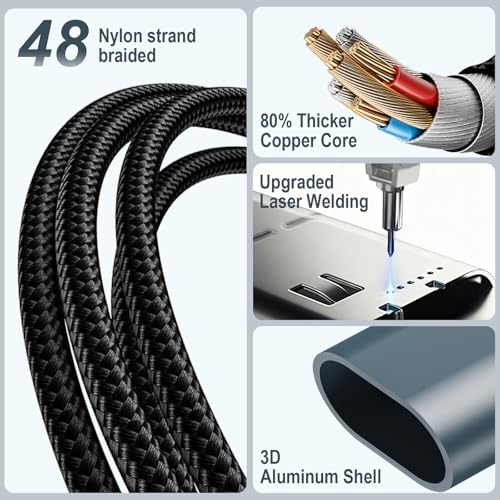 Upgraded for Apple Charger iPhone Charger Cable,3 in 2 for Apple Watch Charger/L Cable/USB C Cable,Travel Essentials Multi Fast Charging Cable Compatible with iWatch Series,iPhone 17-11, for RGB Cable - Image 7