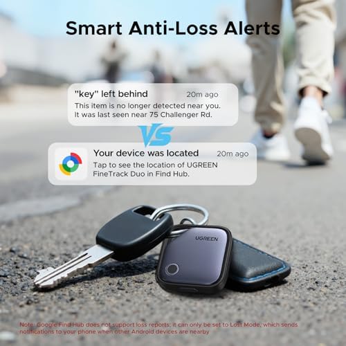 UGREEN FineTrack Duo (4 Pack) for iOS & Android, USB-C Rechargeable Tracker Compatible with Apple Find My and Google Find Hub, Keys Finder and Item Locator for Wallet, Backpack, Luggage and More - Image 6