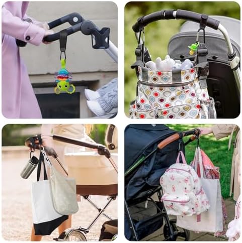 Buggy Clips, Pram Hook Clip, Durable Stroller Hooks, Pushchair Organiser for Easy Attachment, Black Carabiner Hooks for Bags, Shopping Bags and Baby Travel Essentials - Image 7