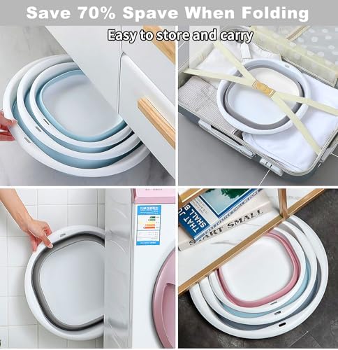 9L Collapsible Washing Up Bowl, Portable Wash Basin Silicone Plastic Basket Multipurpose Outdoor Travel Basin Camping Sink, Space Saving Folding Washtub (Gray) - Image 4