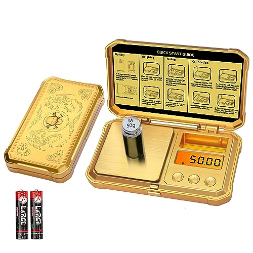 GRAM PRES Digital Pocket Gram Scale 300g x 0.01g Accuracy, Small Mini High Precision Gold Scale Digital Weight Grams And Oz For Jewelry,Diamond,Arrows, Powders And Medicine,With 50g Cal Weights