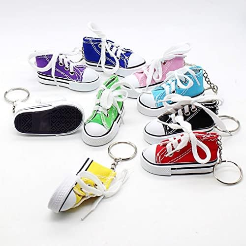JZK 12x Mini sneakers keychains, canvas shoes keyrings for party favours, birthday party giveaways for boys girls, backpack key chains, graduation party favours, children party keepsakes - Image 5