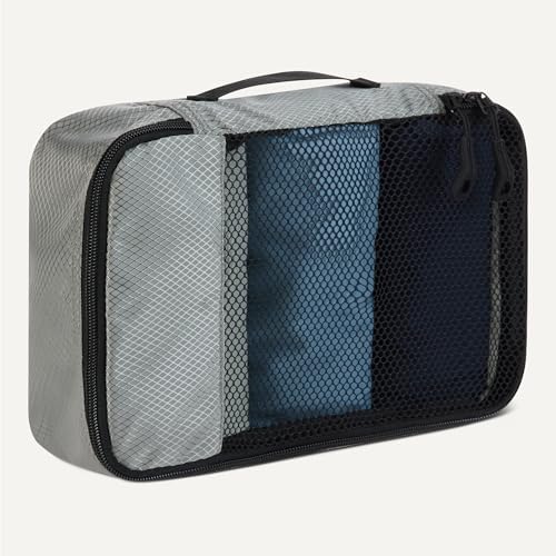 Amazon Essentials 4-Piece Packing Cubes Travel Accessories Set, Luggage Organiser with Double Zip, Mesh Top, Polyester, Small, Grey (Previously Amazon Basics) - Image 4